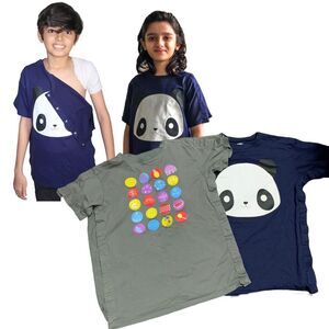 Unisex Post Surgery PICC Access Hidden Snaps Gray Blue Graphic Shirts Bundle L